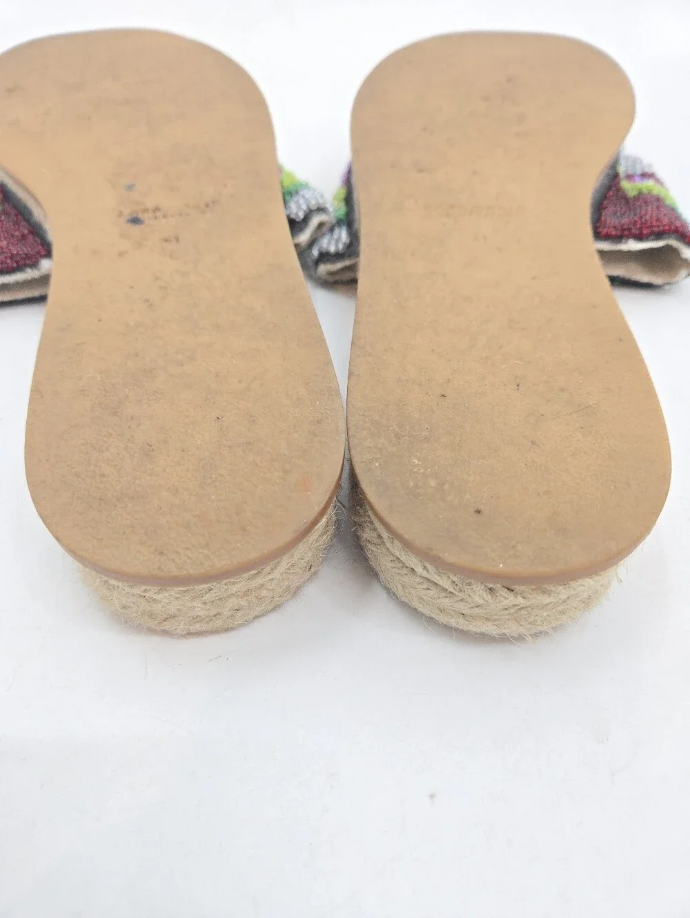 Zara Beaded Multicolor Slide Sandals Espadrille Woven Sole - Picture 12 of 14